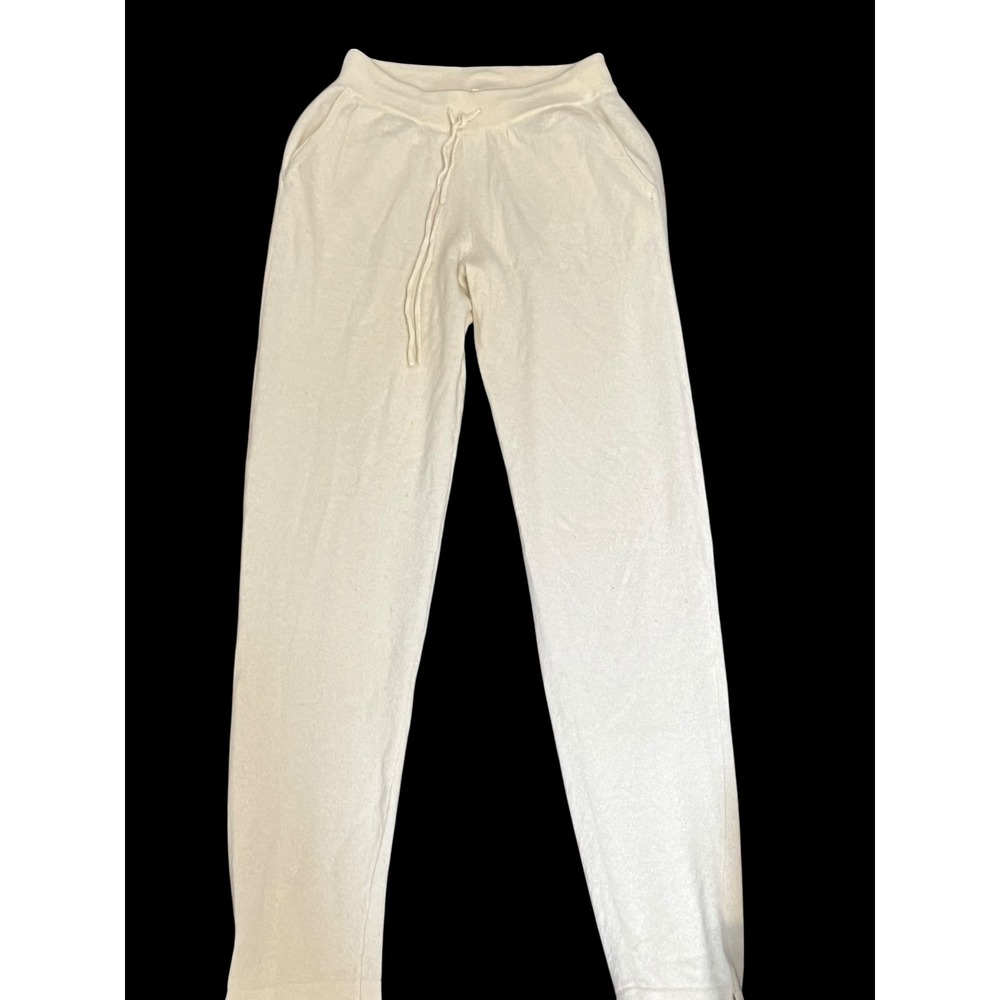 Nap Loungewear 100% Cashmere Knit Joggers Cream Off-White Small 20R3PA015